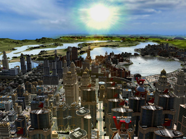 City river sun beach architecture free wallpaper for desktop - medium preview image