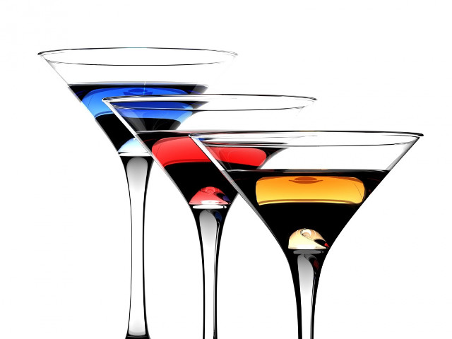 Three martini glasses colored liquids free wallpaper for desktop - medium preview image