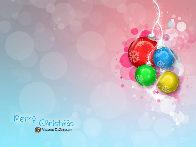 Christmas card ornaments blue pink #2 free wallpaper for desktop - medium preview image
