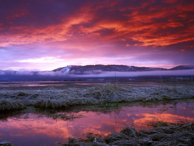 Field mountain red sky clouds #2 free wallpaper for desktop - medium preview image