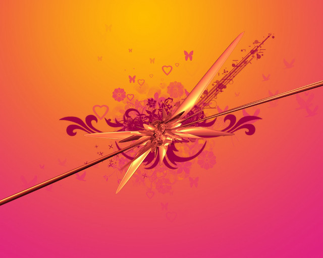 Pink yellow background scissors bow free wallpaper for desktop - medium preview image