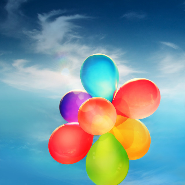 Balloons floating sunny day blue free wallpaper for tablet - medium preview image