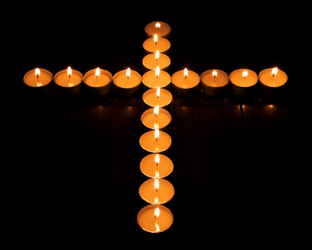 Candles cross table dark night free wallpaper for desktop - medium preview image