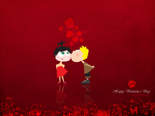 Couple kissing red background hearts #4 free wallpaper for desktop - medium preview image