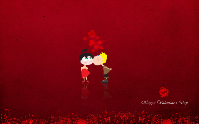 Couple kissing red background hearts #9 free wallpaper for desktop - medium preview image