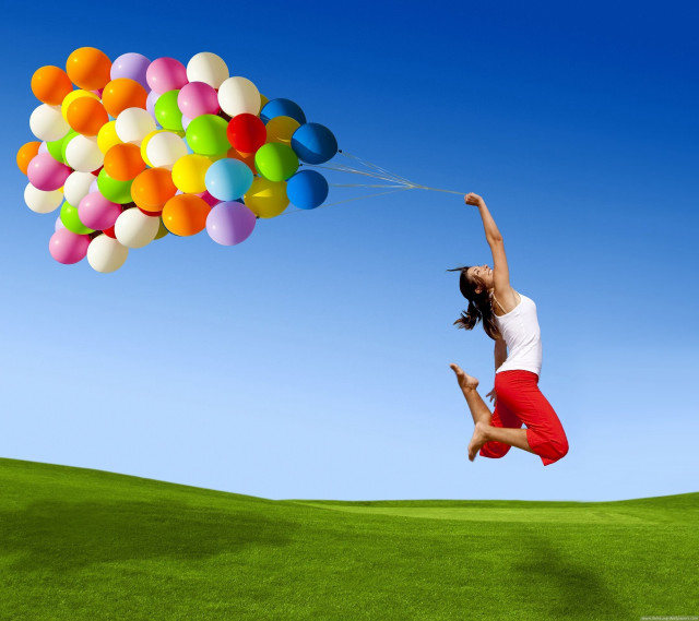 Flying person balloons kite air free wallpaper for tablet - medium preview image