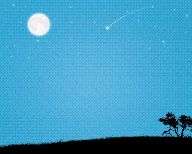 Silhouette tree moon sky stars free wallpaper for desktop - medium preview image
