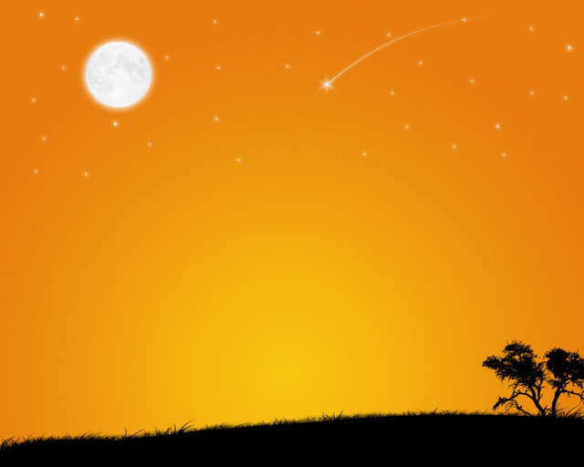 Tree silhouette moon stars hill free wallpaper for desktop - medium preview image