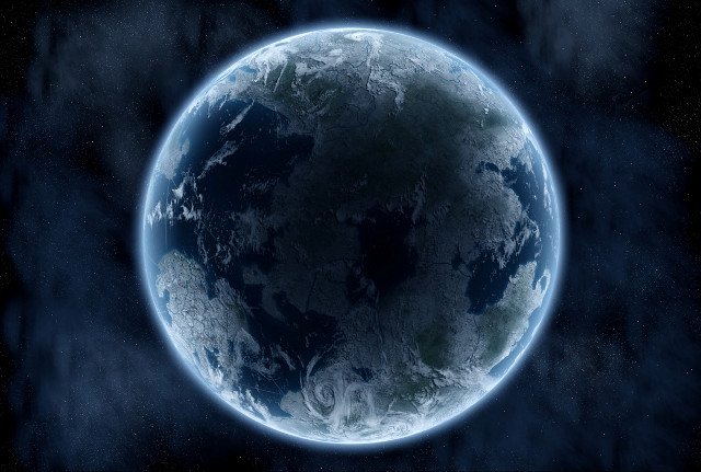 Blue planet starry glow space free wallpaper for desktop - medium preview image