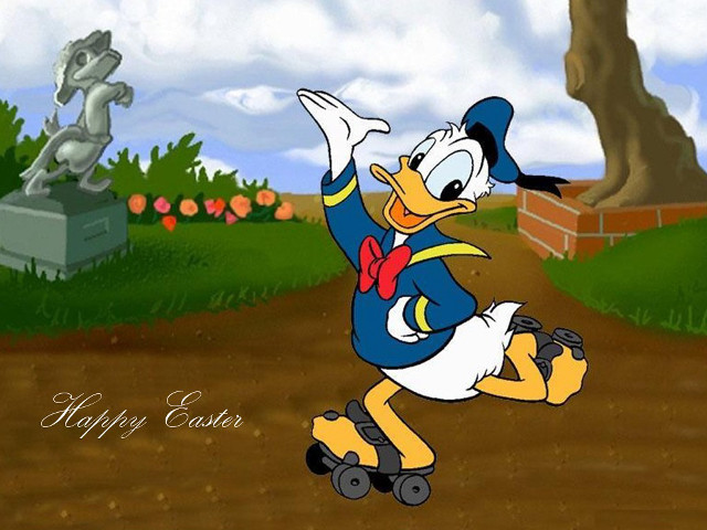 Cartoon duck skateboard dirt road free wallpaper for desktop - medium preview image