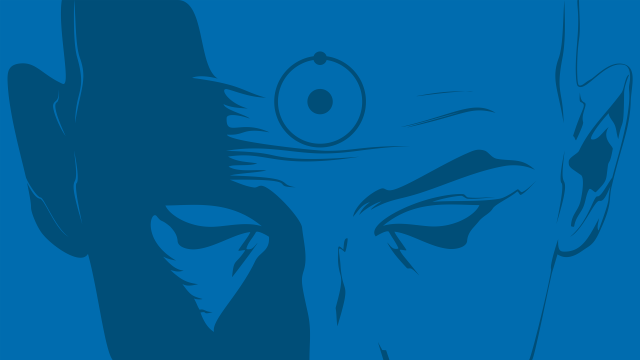 Man blue background strange eye free wallpaper for desktop - medium preview image