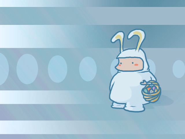 Cartoon bunny basket eggs blue free wallpaper for desktop - medium preview image