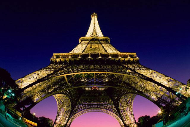 Eiffel tower night pink sky #3 free wallpaper for desktop - medium preview image