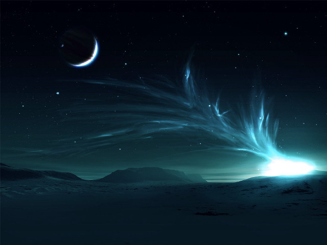 Distant planet star crescent bright free wallpaper for desktop - medium preview image