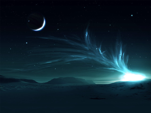 Distant planet star crescent bright #3 free wallpaper for desktop - medium preview image