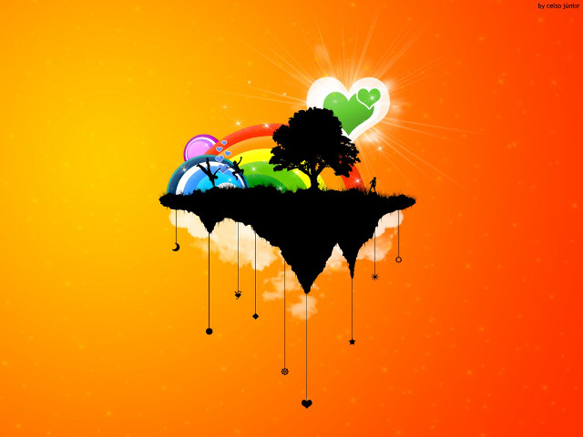 Colorful background tree rainbow hill #2 free wallpaper for desktop - medium preview image