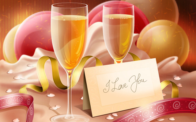 Champagne card ribbon balloons confetti #3 free wallpaper for desktop - medium preview image
