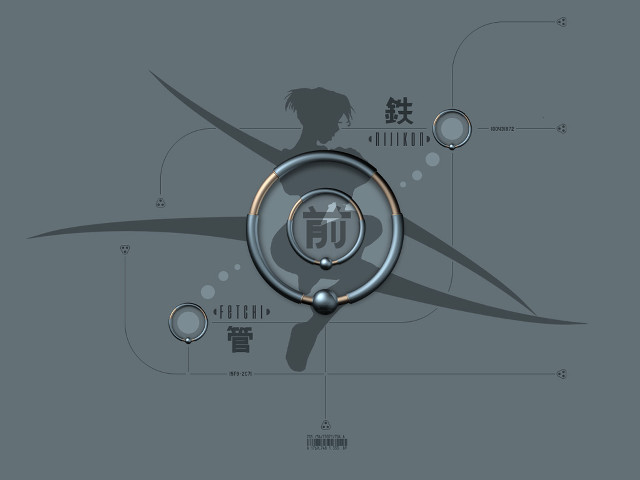 Gray background circle person japanese free wallpaper for desktop - medium preview image