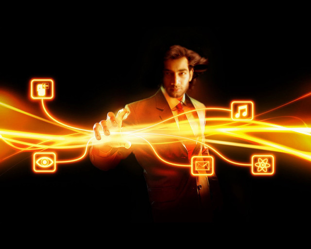 Glowing sword man suit energy free wallpaper for desktop - medium preview image