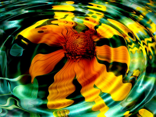 Flower floating water abstract illusionism free wallpaper for desktop - medium preview image