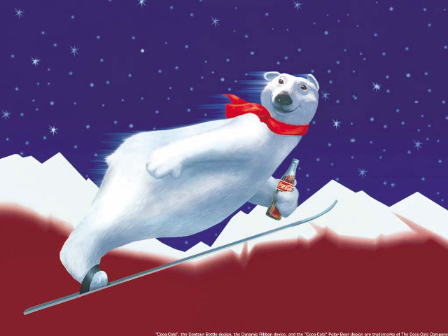 Polar bear skiing night snowy free wallpaper for desktop - medium preview image
