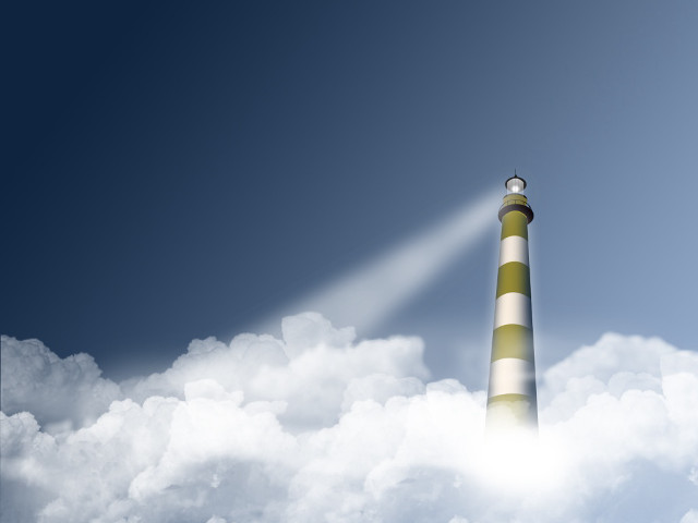 Lighthouse in the clouds beam free wallpaper for desktop - medium preview image