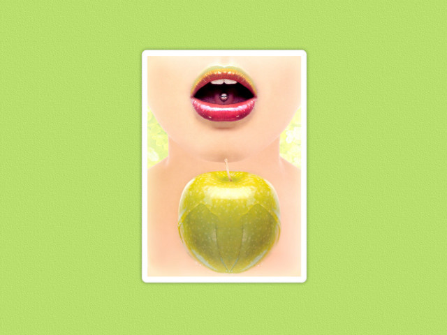 Green apple woman mouth tongue #3 free wallpaper for desktop - medium preview image
