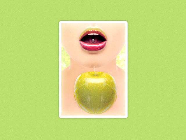 Green apple woman mouth tongue #4 free wallpaper for desktop - medium preview image