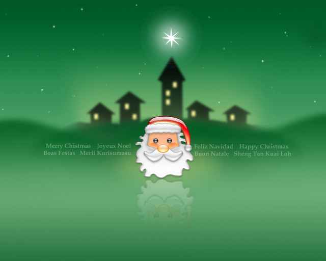 Santa claus christmas card house free wallpaper for desktop - medium preview image