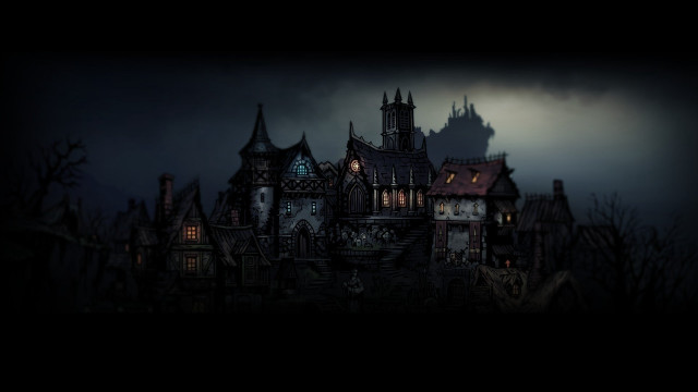 Creepy castle full moon cloudy free wallpaper for desktop - medium preview image