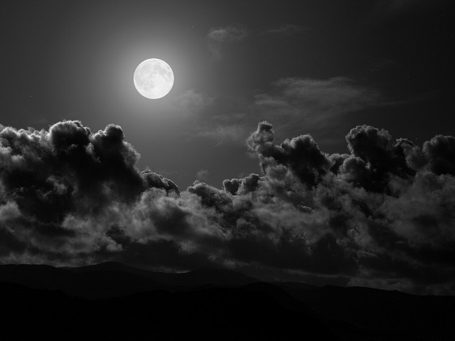 Full moon clouds mountains black #5 free wallpaper for desktop - medium preview image