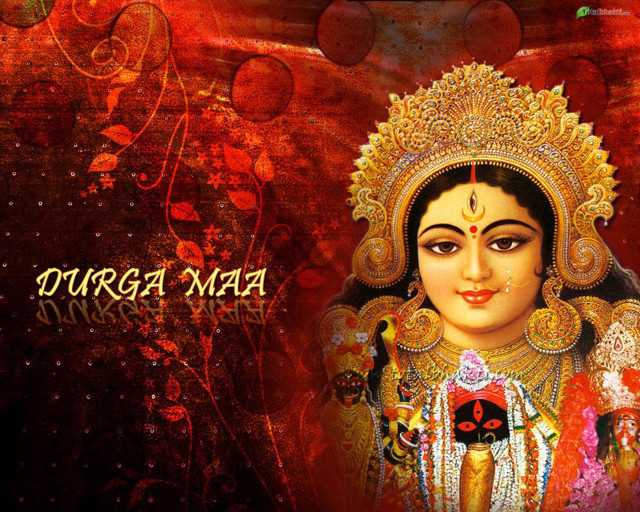 Divine indian woman red background free wallpaper for desktop - medium preview image