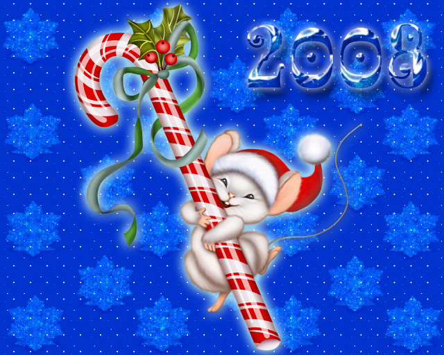 Christmas card mouse candy cane #2 free wallpaper for desktop - medium preview image