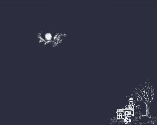 House tree dark sky moon free wallpaper for desktop - medium preview image