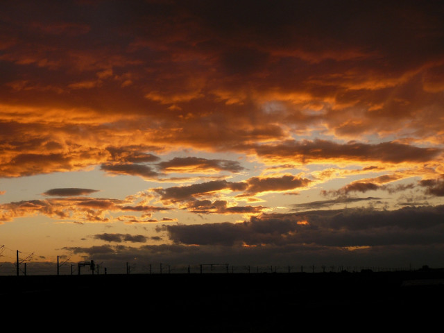 Sunset clouds fence field foreground #2 free wallpaper for desktop - medium preview image