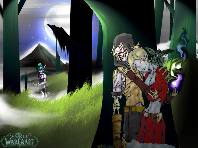 Couple people forest night green #3 free wallpaper for desktop - medium preview image