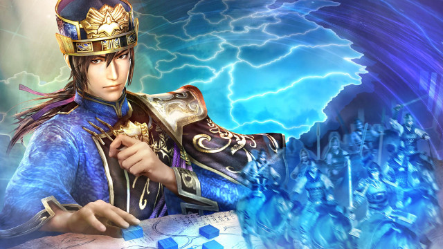 Man blue suit sword lightning free wallpaper for desktop - medium preview image