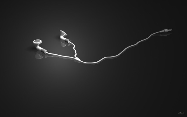 Earbuds black background white cord free wallpaper for desktop - medium preview image