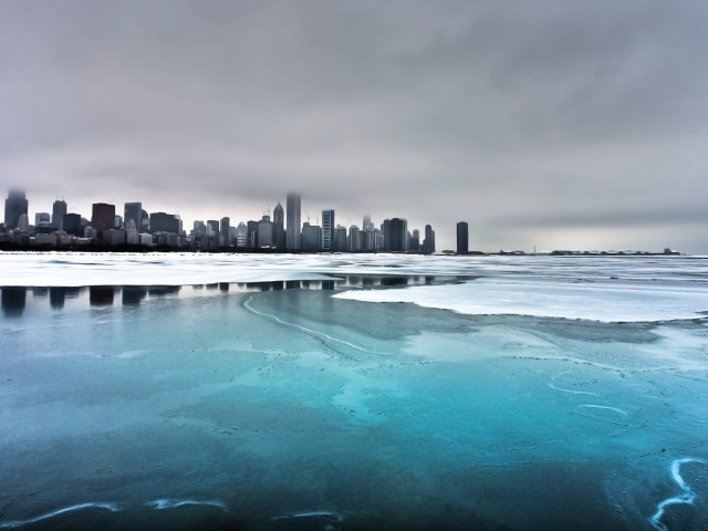 City skyline frozen lake ice #3 free wallpaper for desktop - medium preview image