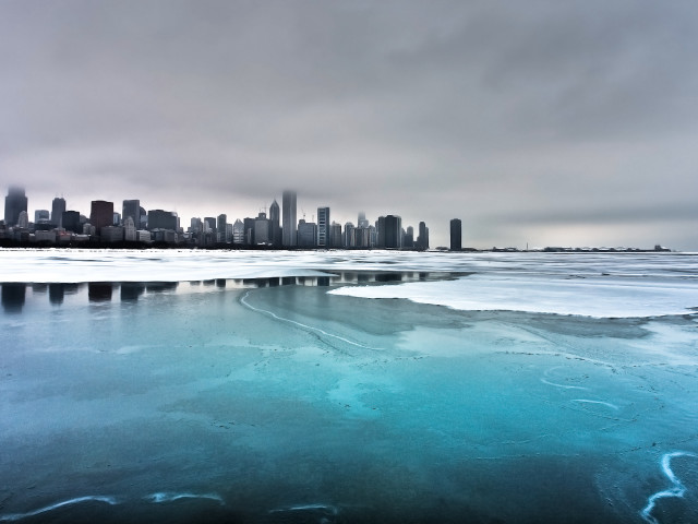City skyline frozen lake matte #2 free wallpaper for desktop - medium preview image