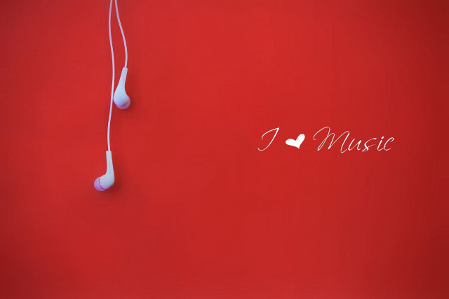 Red wall headphones heart hanging free wallpaper for desktop - medium preview image