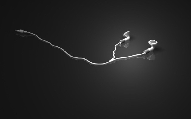 Earbuds cord black background white free wallpaper for desktop - medium preview image