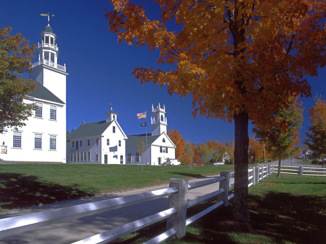 White church steeple white fence #2 free wallpaper for desktop - medium preview image