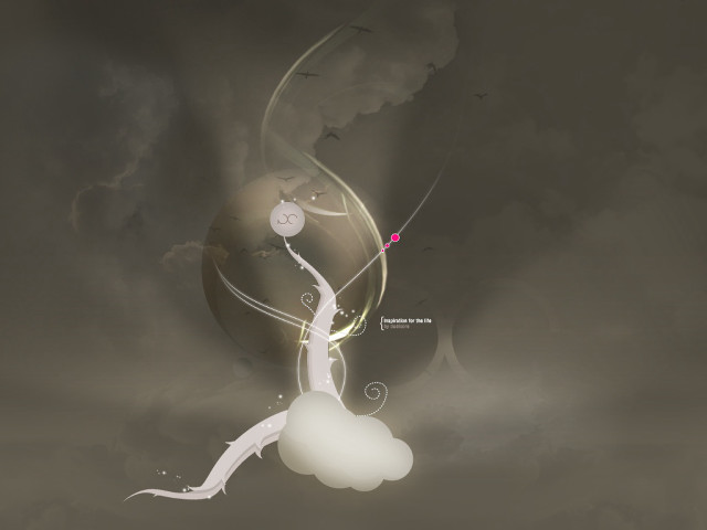 Woman flying kite cloud pink free wallpaper for desktop - medium preview image