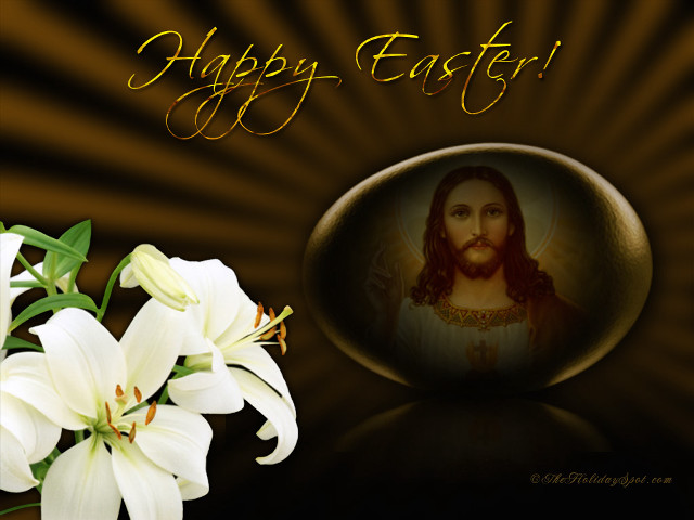 Jesus flowers happy easter message free wallpaper for desktop - medium preview image