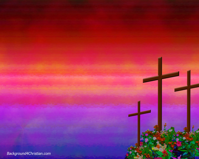 Three crosses hill flowers sunset free wallpaper for desktop - medium preview image