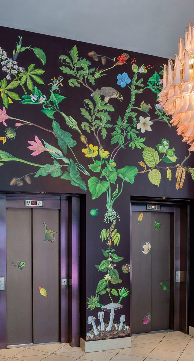 Bathroom mural tree flowers chandelier free wallpaper for mobile - medium preview image