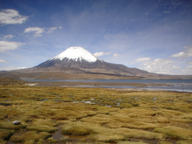 Mountain lake grass sky clouds #5 free wallpaper for desktop - medium preview image