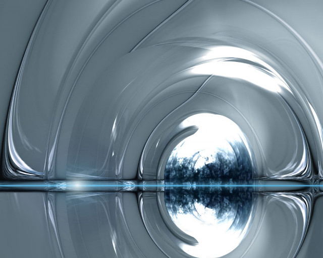 Large circular object reflection trees free wallpaper for desktop - medium preview image