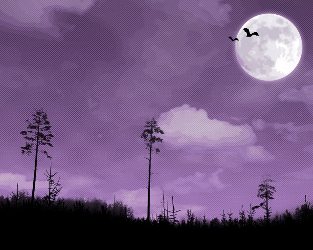 Purple moon birds forest gothic free wallpaper for desktop - medium preview image